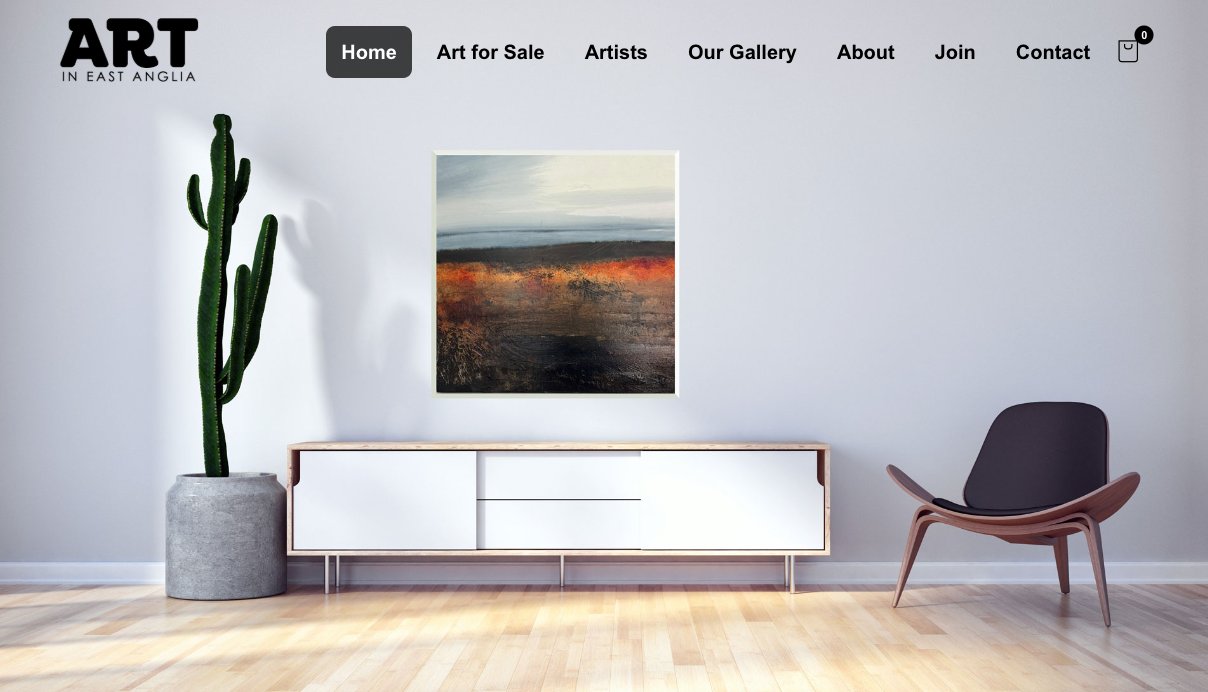 Art in East Anglia gallery and artist marketplace website designed by Jabu Designs