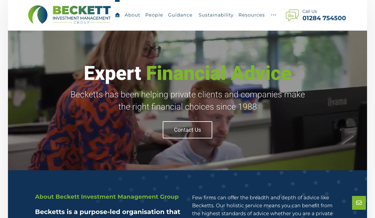 Beckett Investment Management Group financial advice website designed by Jabu Designs