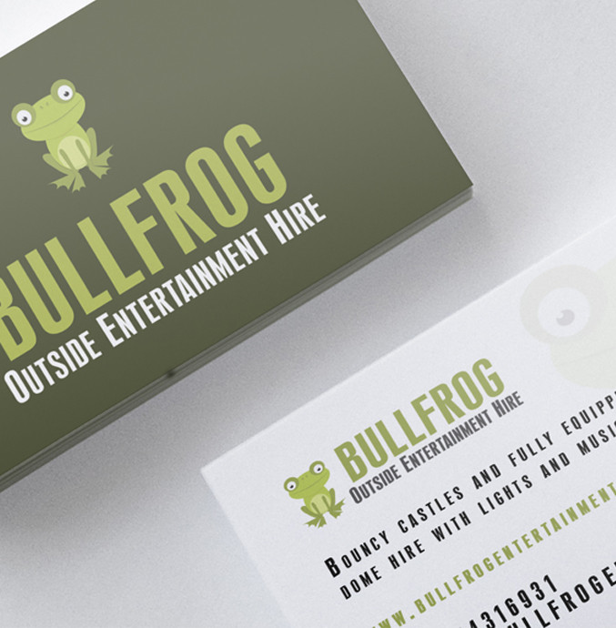 Bullfrog Outside Entertainment Hire business card design by Jabu Designs