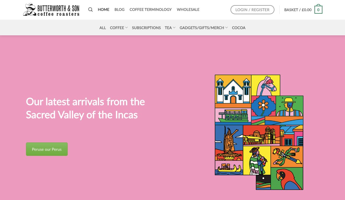 Butterworth and Son Coffee Roasters eCommerce website by Jabu Designs