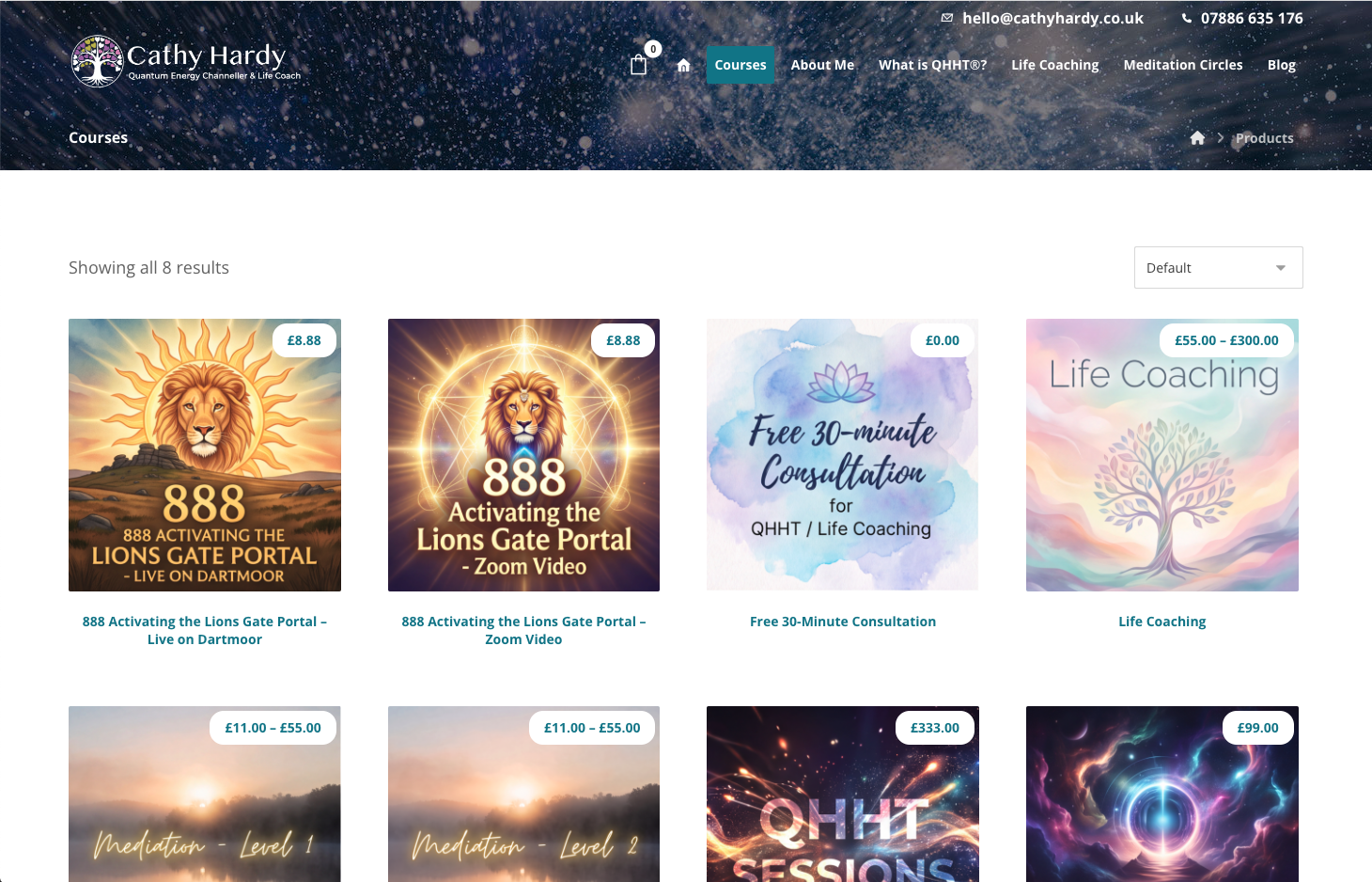 Cathy Hardy course booking and eCommerce website designed by Jabu Designs