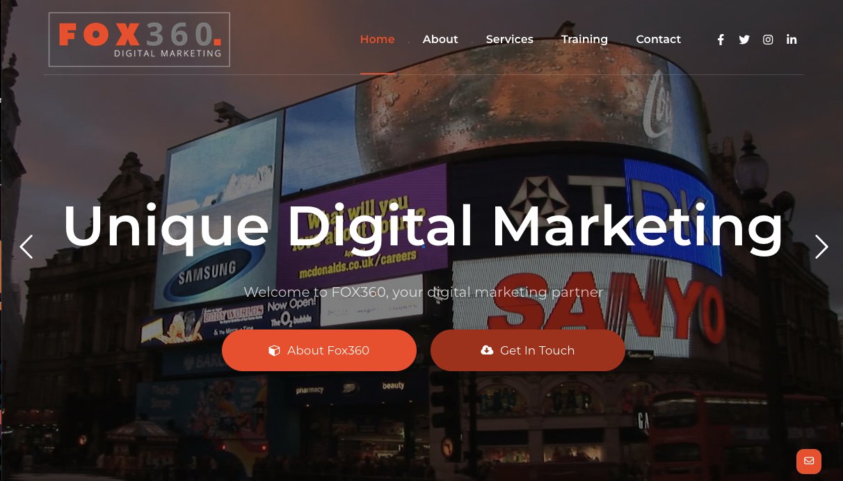 FOX360 Digital Marketing website designed by Jabu Designs