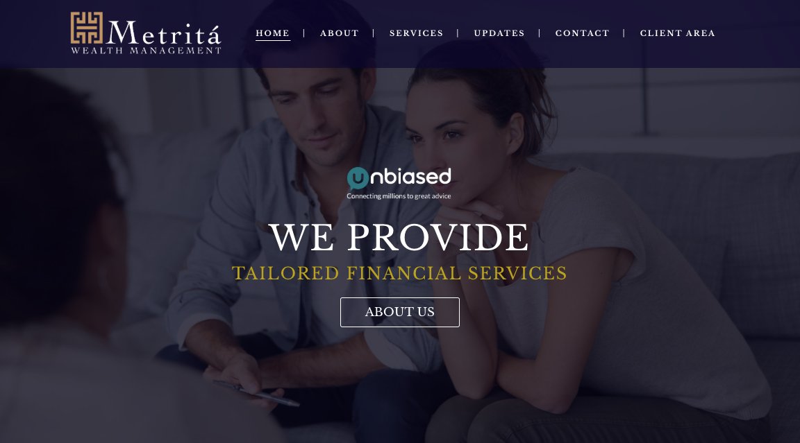 Metrita Wealth Management website designed by Jabu Designs