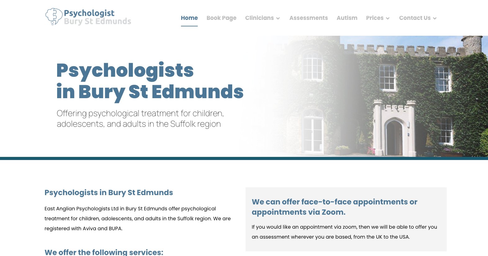 Psychologist Bury St Edmunds psychology practice website designed by Jabu Designs