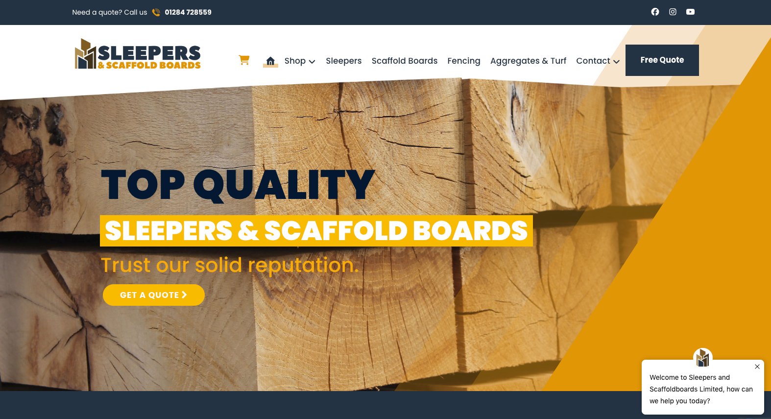 Sleepers and Scaffold Boards Limited timber and aggregates eCommerce website designed by Jabu Designs