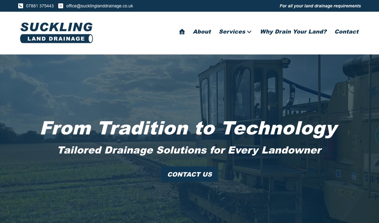 Suckling Land Drainage website by Jabu Designs