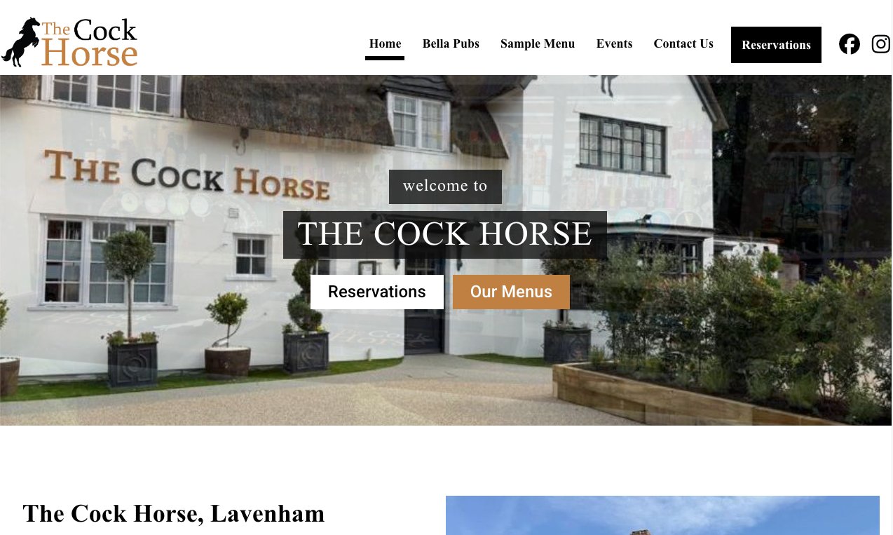 The Cock Horse Lavenham pub website designed by Jabu Designs