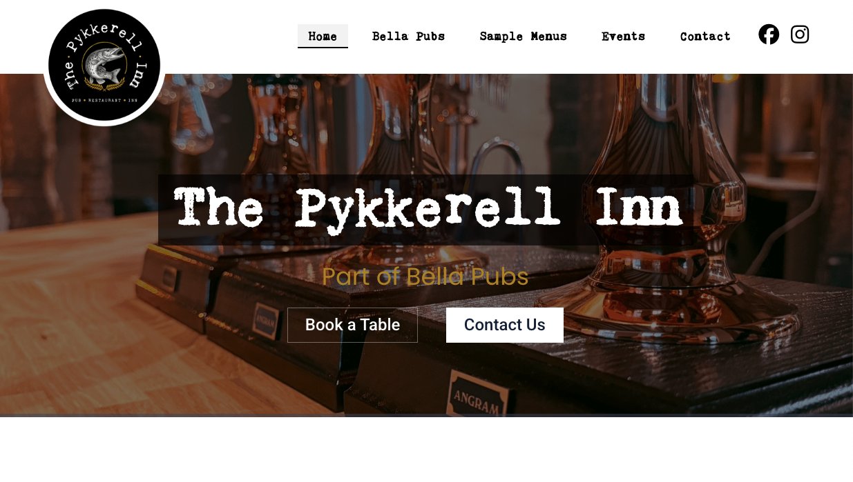 The Pykkerell Inn pub and restaurant website by Jabu Designs