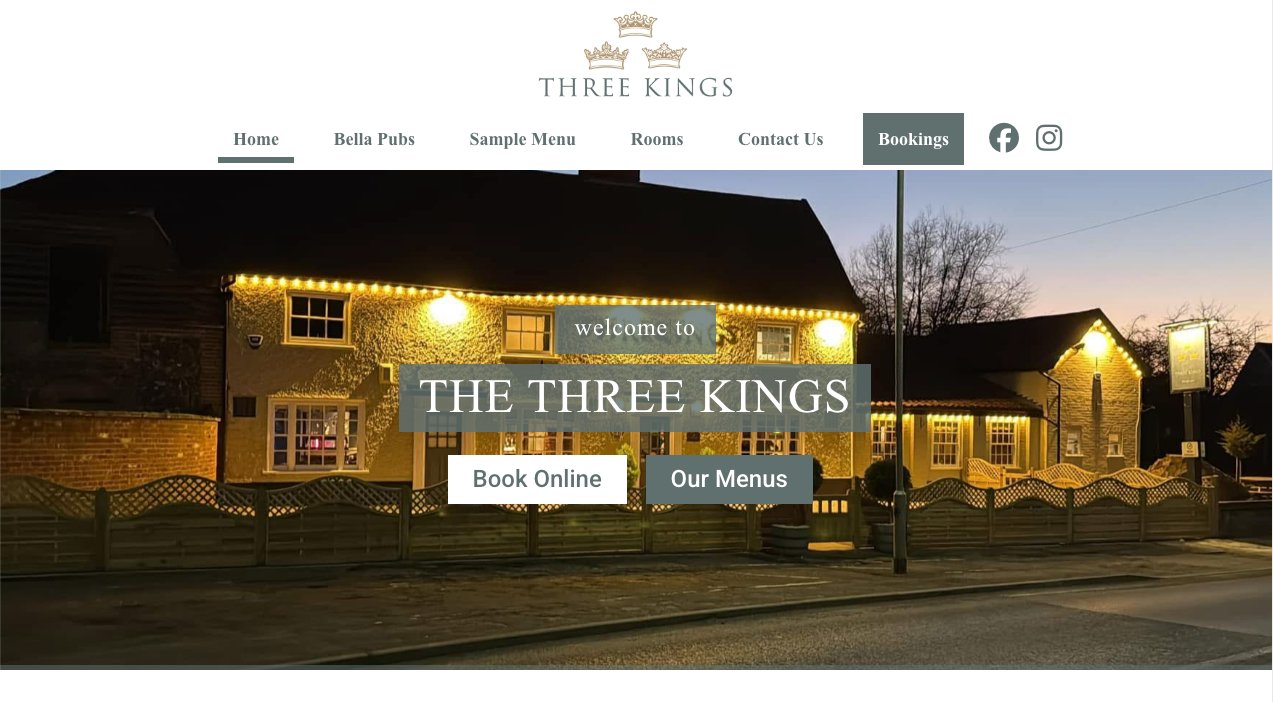 The Three Kings Fornham country pub with rooms website designed by Jabu Designs