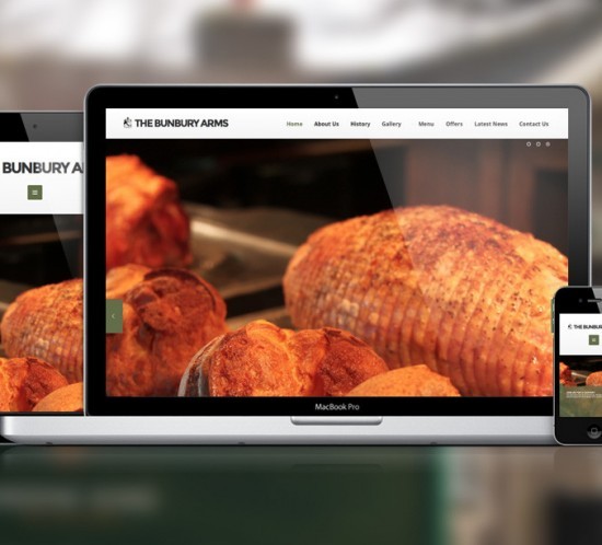 The Bunbury Arms restaurant website design