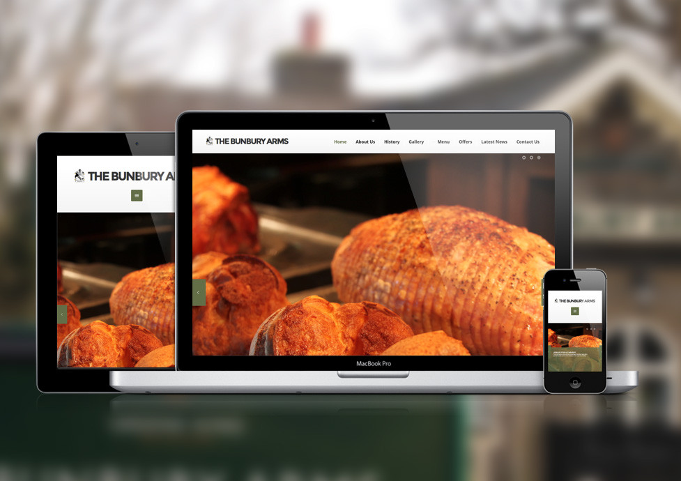 The Bunbury Arms restaurant website design