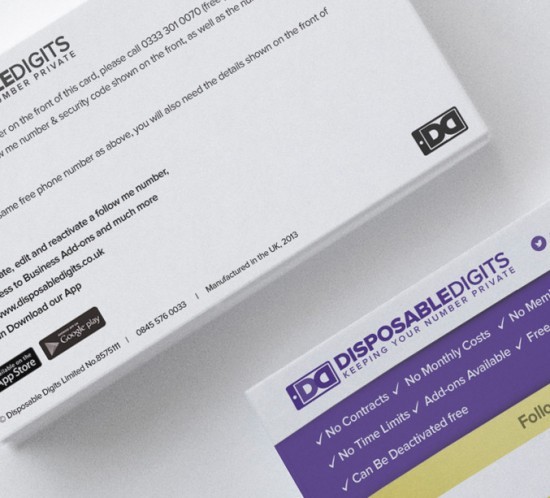 Disposable Digits business card design