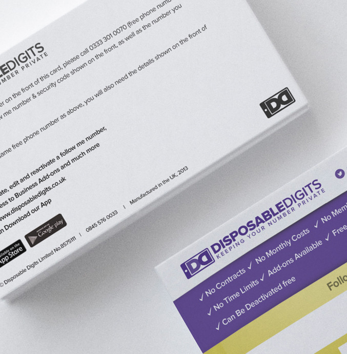 Disposable Digits business card design